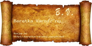 Beretka Varsány névjegykártya